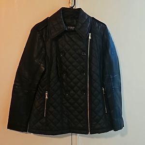 Guess womens quilted pu leather jacket